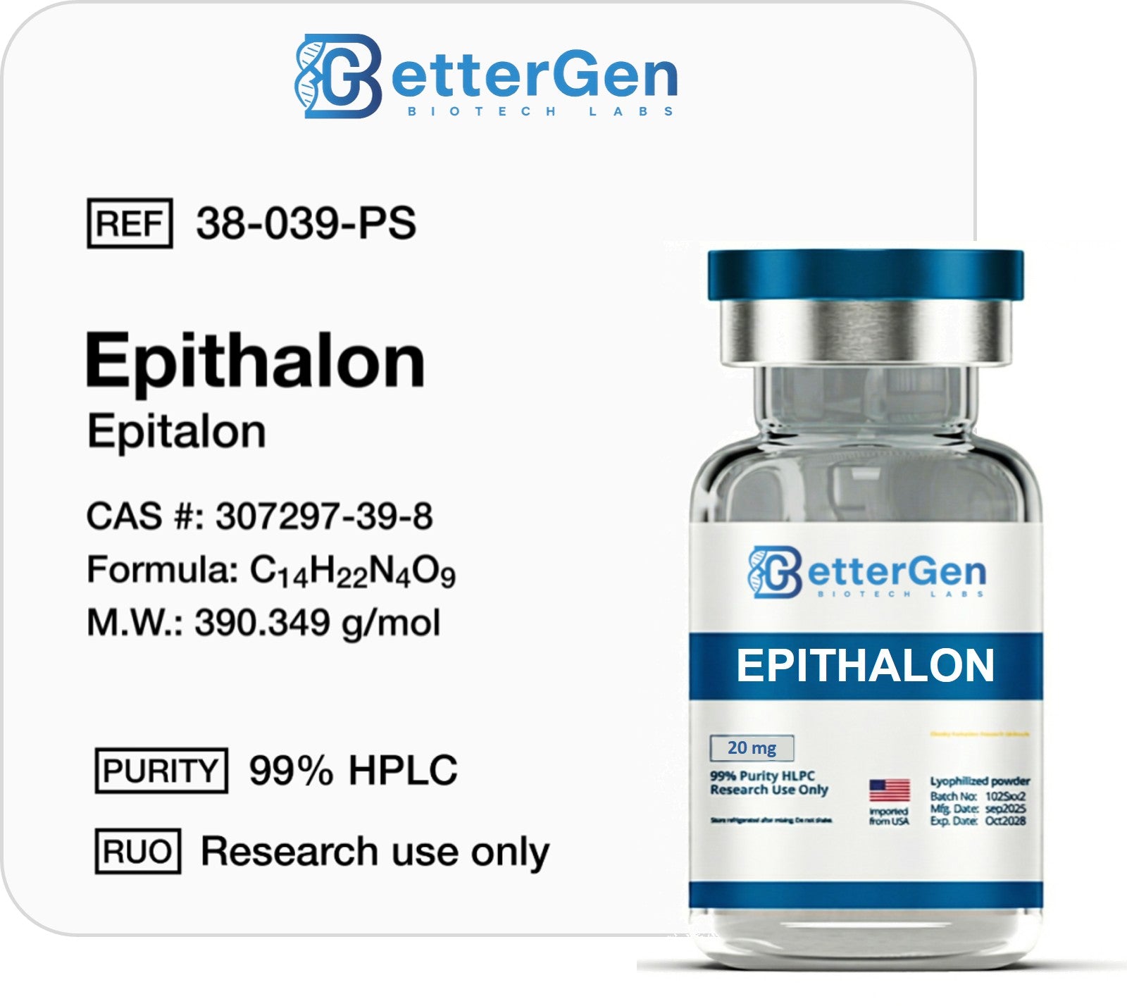 Epithalon (Epitalon) — ≥99% purity, Lyophilized Powder