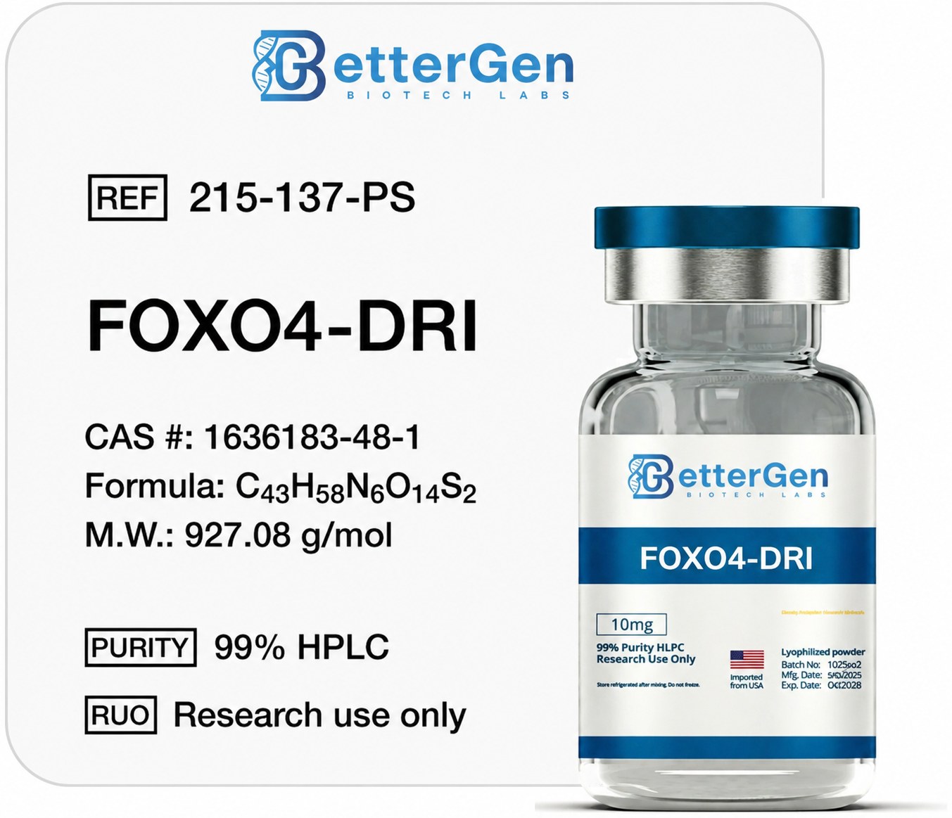 FOXO4-DRI — ≥98% purity, Lyophilized Powder