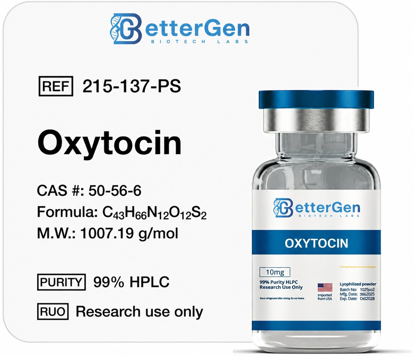 Oxytocin — ≥99% purity, Lyophilized Powder